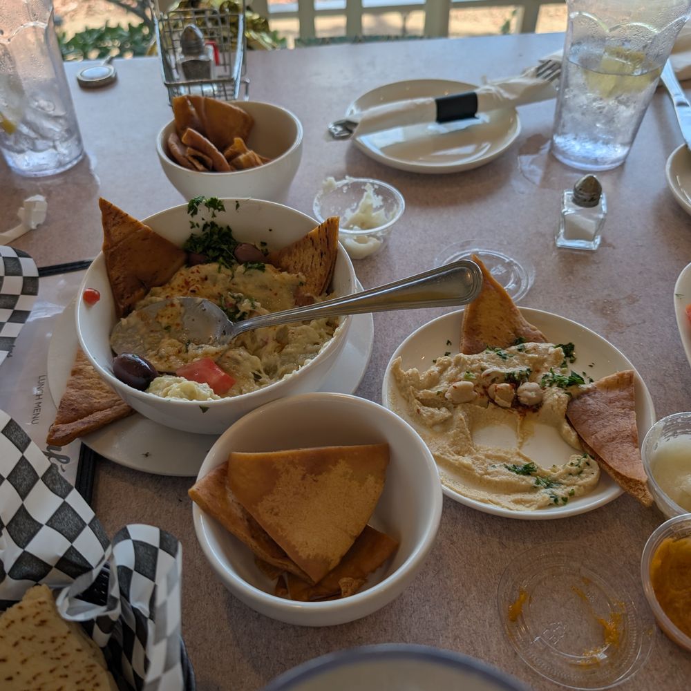 Aristo Cafe - hummus, baba ganoush, garlic dip, pita chips - Mediterranean Near Me - Torrance, California
