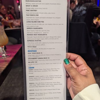 DC Improv - Cocktail Menu as of 1/2025 - Comedy Clubs Near Me - Washington, DC, District of Columbia