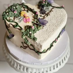 Berries N Cream Bakery - Garden Fairy Heart Cake- Vegan