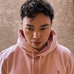Haircut and style. Blended perm fade.