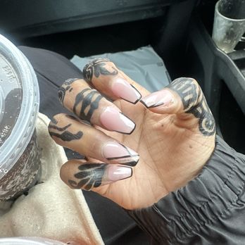 A Nails - This my right hand the design finger corner is thicker than my left finger design - Nail Salons Near Me - Burnsville, Minnesota