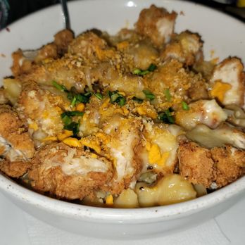 Barley Republic Public House - Baked Mac & Cheese with addition of fried chicken thigh - Irish Near Me - St. Augustine, Florida Barley Republic Public House - Baked Mac & Cheese with addition of fried chicken thigh - Irish Near Me - St. Augustine, Florida