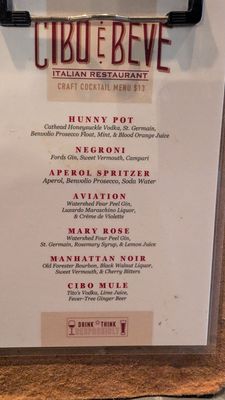 Menu photo 3 Cibo e Beve Atlanta, GA