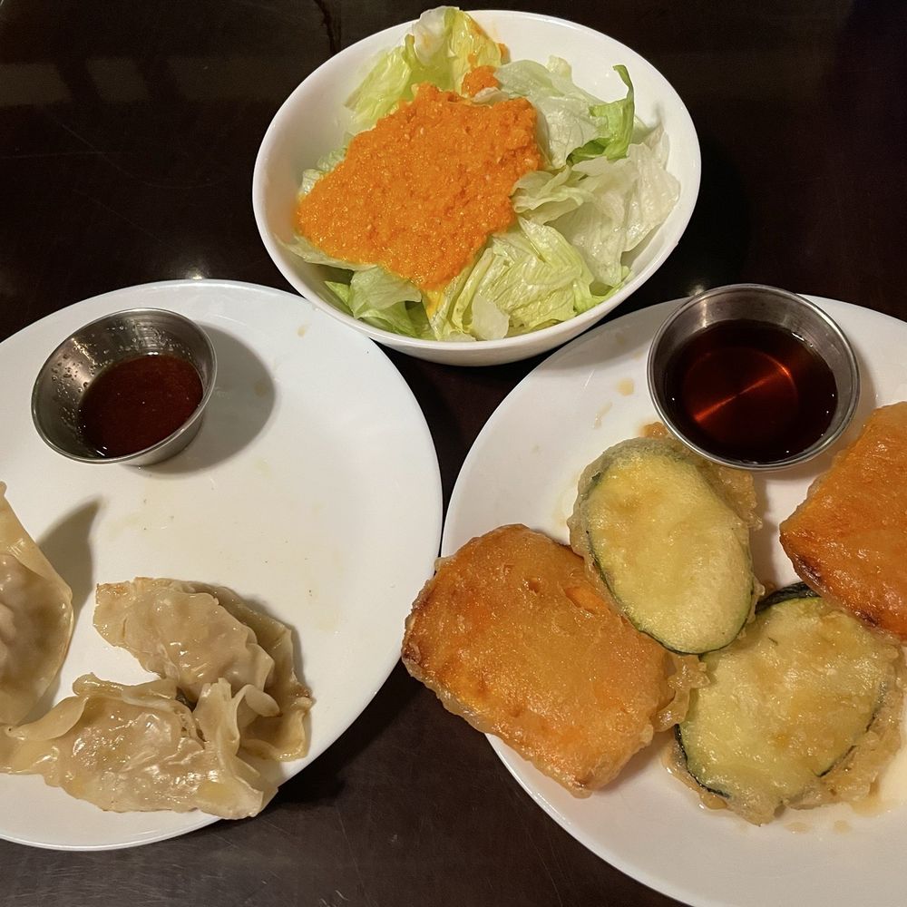 Sushi Ai - Gyoza, Ginger Salad, and Vegetable Tempura. - Japanese Near Me - Saint Louis, Missouri Sushi Ai - Gyoza, Ginger Salad, and Vegetable Tempura. - Japanese Near Me - Saint Louis, Missouri