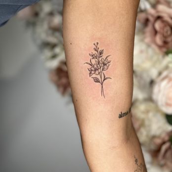 Ink Therapy Studio - Birth flower- larkspur :) - Tattoo Near Me Ink Therapy Studio - Birth flower- larkspur :) - Tattoo Near Me