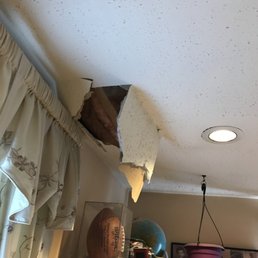 Damage to roof caused by workers. Damage to roof caused by workers.