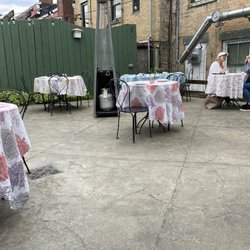 Outdoor Courtyard w lots of space between tables