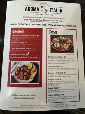 Menu photo 3 Aroma Italia Honolulu, HI Menu photo 3 Aroma Italia Honolulu, HI