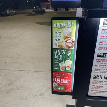 Andy's Frozen Custard - Menu 12-2025 - Desserts Near Me - Arlington, Texas