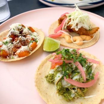 Vals - chicken mole taco, fried fish taco, sweet potato taco - Seafood Near Me - New Orleans, Louisiana Vals - chicken mole taco, fried fish taco, sweet potato taco - Seafood Near Me - New Orleans, Louisiana