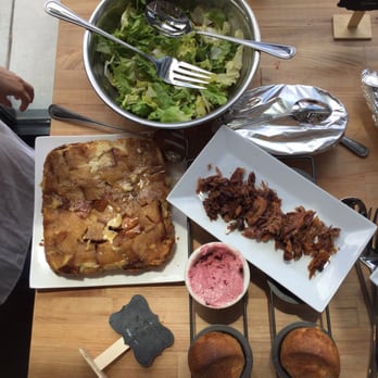 Hudson Table - Hoboken - Outcome from our Couples cooking class: Salad, Creme Brûlée French toast, popovers, and Hashbrowns - Cooking Schools Near Me - Hoboken, New Jersey