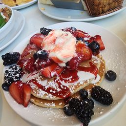 Pancake side with berries Pancake side with berries