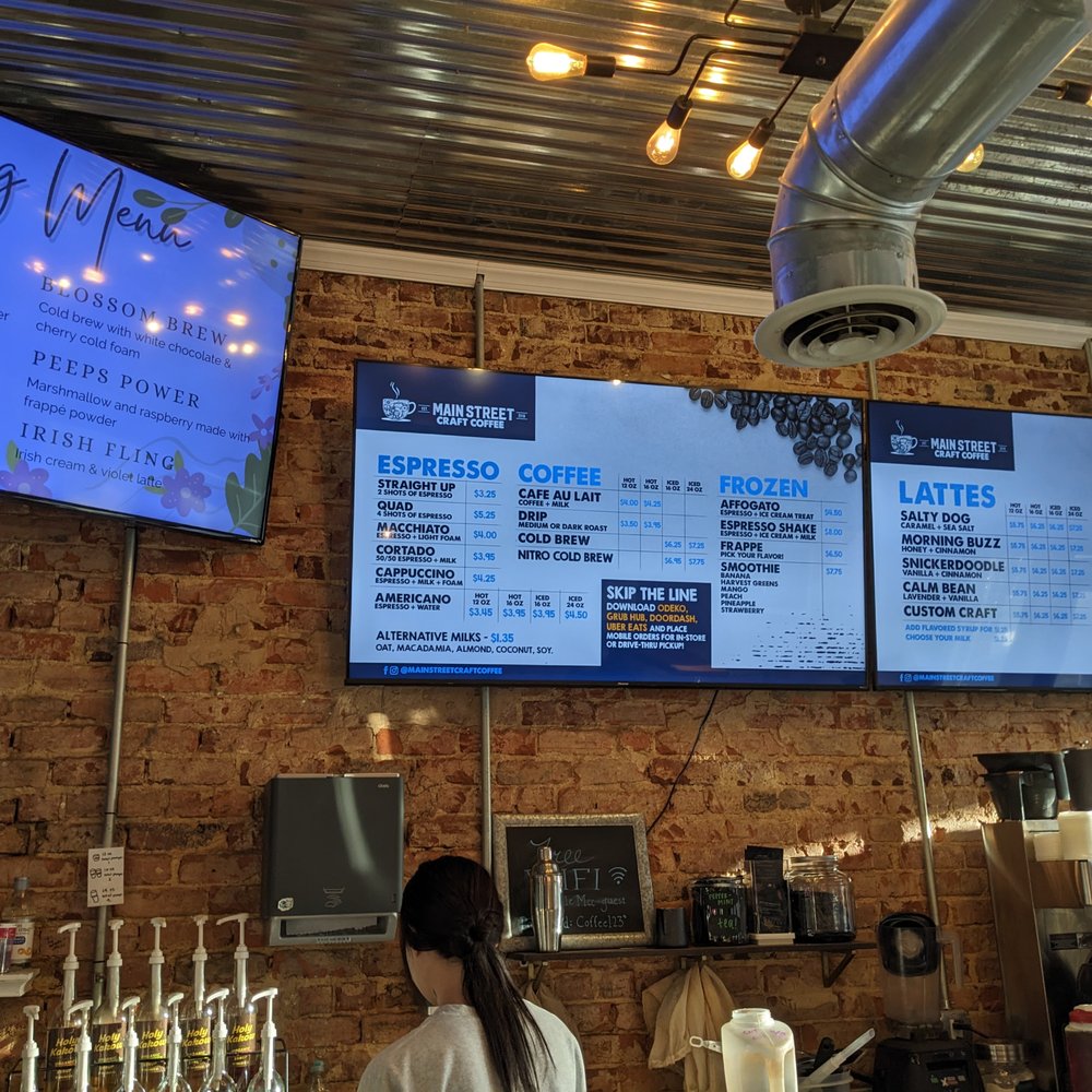 Coffee Republic - Menu and counter area at Main Street Coffee & Coworking, Huntersville - Coffee & Tea Near Me - Huntersville, North Carolina Coffee Republic - Menu and counter area at Main Street Coffee & Coworking, Huntersville - Coffee & Tea Near Me - Huntersville, North Carolina