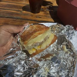 Sausage egg and cheese biscuit Sausage egg and cheese biscuit