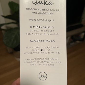 Isuka Hibachi Express & Sushi - Sushi Bars Near Me - Indianapolis, Indiana