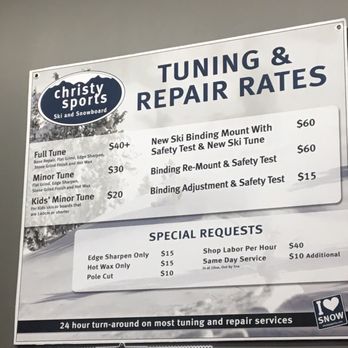 Christy Sports Arvada - Rates for tuning, repair and waxes! - Outdoor Gear Near Me - Arvada, Colorado Christy Sports Arvada - Rates for tuning, repair and waxes! - Outdoor Gear Near Me - Arvada, Colorado