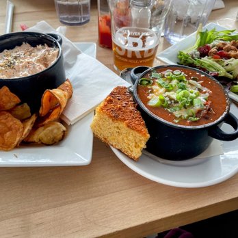 Snake River Brewing - Smoked trout dip, bison and beef chili, walnut Gorgonzola salad - Brewpubs Near Me - Jackson, Wyoming Snake River Brewing - Smoked trout dip, bison and beef chili, walnut Gorgonzola salad - Brewpubs Near Me - Jackson, Wyoming