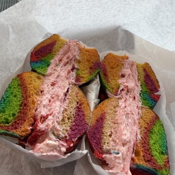 ARK Bagels - Rainbow Bagel with strawberry cream cheese - Bagels Near Me - New York, New York ARK Bagels - Rainbow Bagel with strawberry cream cheese - Bagels Near Me - New York, New York