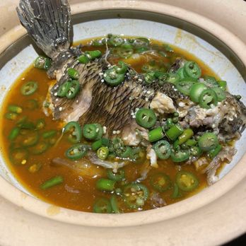 Mountain House - stone pot green pepper fish - Szechuan Near Me - Boston, Massachusetts Mountain House - stone pot green pepper fish - Szechuan Near Me - Boston, Massachusetts