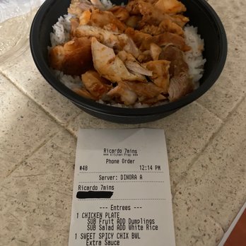 WaBa Grill - Suposed to be a kids bowl extra sauce this is a reg size with nooo extra sauce l got a plate with dumplis and no sauce at all in the bag - Asian Fusion Near Me - Riverside, California