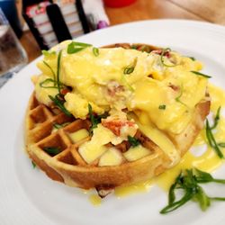Percy's Table - Lobster Scramble on a waffle!
