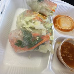 Fresh Salad Roll with a hair inside