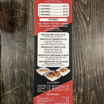 2 Ways Draught And Kitchen - a menu for breakfast tacos - Soup Near Me - Friendswood, Texas