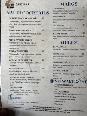 Menu photo 2 Nautilus Tavern San Diego, CA