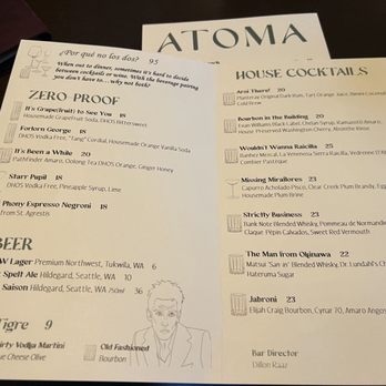 Atoma - Cocktail menu - New American Near Me - Seattle, Washington Atoma - Cocktail menu - New American Near Me - Seattle, Washington