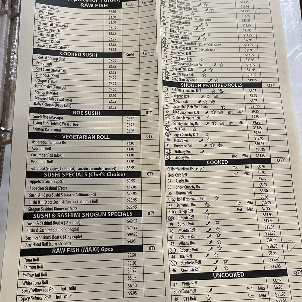 Sushi order form with pricing. Sushi order form with pricing.