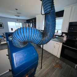 Desert Clean Air - Professional air duct cleaning equipment set up inside a Palm Springs home for safe and thorough HVAC duct cleaning.