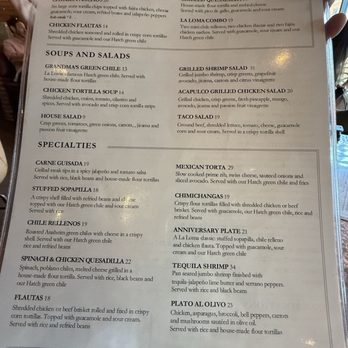 La Loma - Menu pg1 - Mexican Near Me - Denver, Colorado