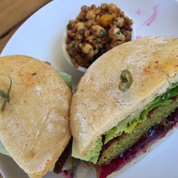 Ocotillo - Different view of the amazing falafel sandwich - New American Near Me - Phoenix, Arizona
