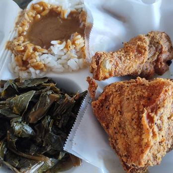 Soul Food Renaissance - 2 Piece Fried Chicken, Collard Greens, Rice and Gravy - Soul Food Near Me - Long Beach, California Soul Food Renaissance - 2 Piece Fried Chicken, Collard Greens, Rice and Gravy - Soul Food Near Me - Long Beach, California