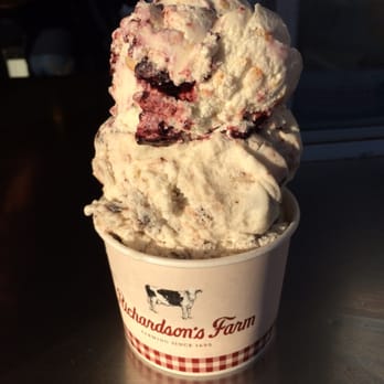 Richardson's Ice Cream - Large. Blueberry pie on top. Moose tracks yogurt in the middle. Not pictured Oreo yogurt. - Ice Cream & Frozen Yogurt Near Me - Middleton, Massachusetts Richardson's Ice Cream - Large. Blueberry pie on top. Moose tracks yogurt in the middle. Not pictured Oreo yogurt. - Ice Cream & Frozen Yogurt Near Me - Middleton, Massachusetts