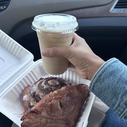 Maple Cream Cold Brew, Spinach & Mushroom Croissant and Cinnamon Bun. Maple Cream Cold Brew, Spinach & Mushroom Croissant and Cinnamon Bun.