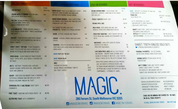 Menu photo 1 Magic on Ferrars South Melbourne, VIC
