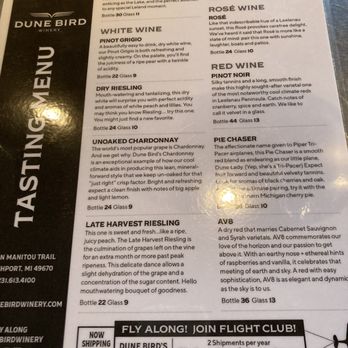 Dune Bird Winery - Menu - Wineries Near Me - Northport, Michigan