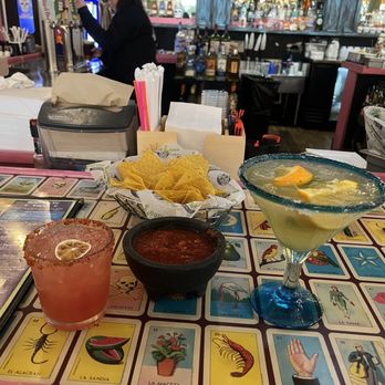 Cantina Louie - Spicy watermelon margarita and a regular margarita with chips and salsa - Mexican Near Me - Fernandina Beach, Florida Cantina Louie - Spicy watermelon margarita and a regular margarita with chips and salsa - Mexican Near Me - Fernandina Beach, Florida