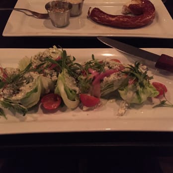 The State - Wedge salad and partially eaten pretzel - New American Near Me - Redlands, California The State - Wedge salad and partially eaten pretzel - New American Near Me - Redlands, California