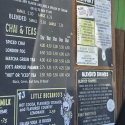 Farmer Joe’s Coffee - Lotus, Chai & Teas, Blended Drinks and Food Menu.