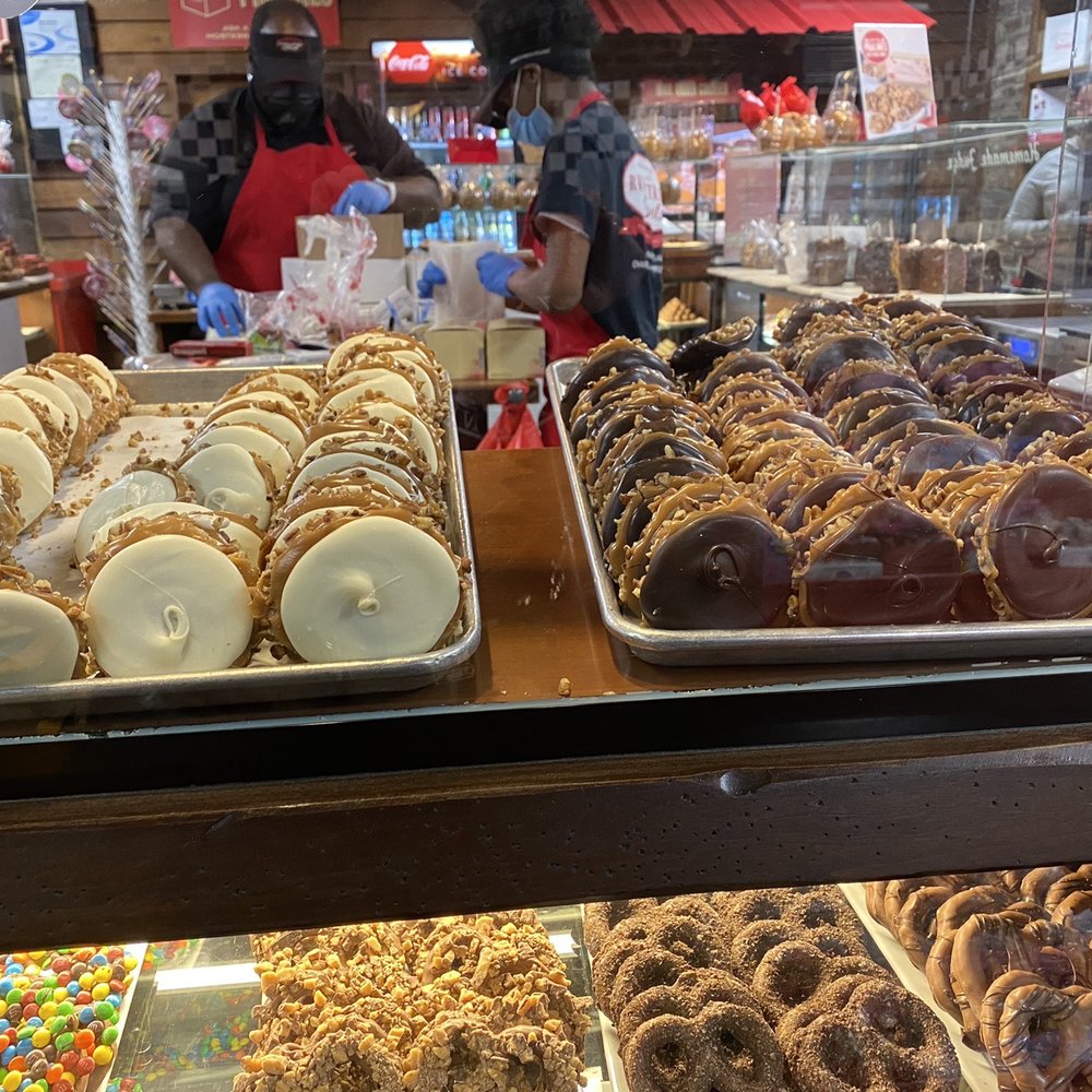 River Street Sweets - Gooey Caramel dipped in pecans with a layer of chocolate - the best! - Desserts Near Me - Savannah, Georgia River Street Sweets - Gooey Caramel dipped in pecans with a layer of chocolate - the best! - Desserts Near Me - Savannah, Georgia