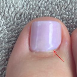 5/26/25 - Gel pedicure $47 with a few missed spots. Large cuticle gap.