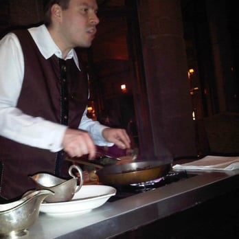 Champlain - Table-side service - Flambéed Beef Fillet with Green Peppercorns prepared by our table! - French Near Me - Quebec City, Quebec