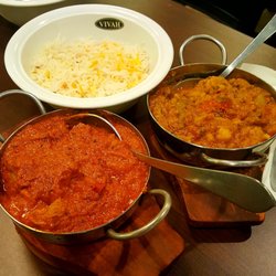 Vivah - Lamb dish (fatty) left and vege dish on the right. Both tasty but fatty lamb was a put off.