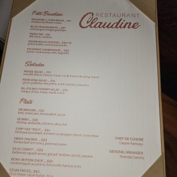 Restaurant Claudine - Menu - French Near Me - San Antonio, Texas