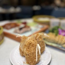 Koi Palace Contempo - Cupertino - Crispy pastries w/ salted egg yolk scallop