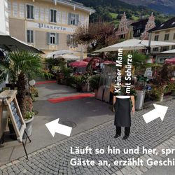 Hotel Krone - Läuft so herum und bequatscht Gäste.