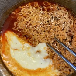 Viet Huong - The Samyung Buldak Original Fire Noodles with mozzarella on the side