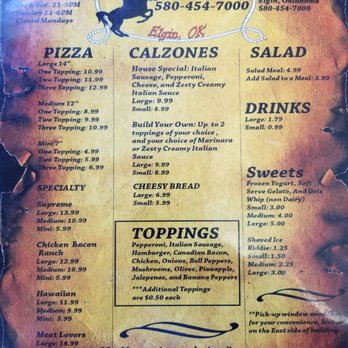 Pizza Corral - MENU - Pizza Near Me - Elgin, Oklahoma